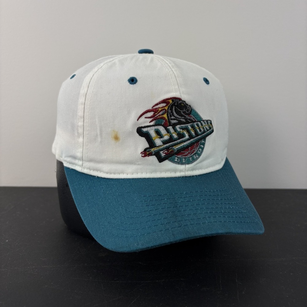 Vintage 90's Detroit Pistons NBA Basketball Hat Lee White Snapback Adjustable